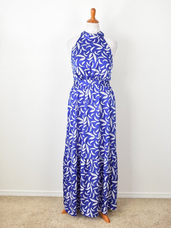 Tahari ASL Dresses & Skirts - Tahari ASL Leaf Print Royal Blue Maxi Dress - 16